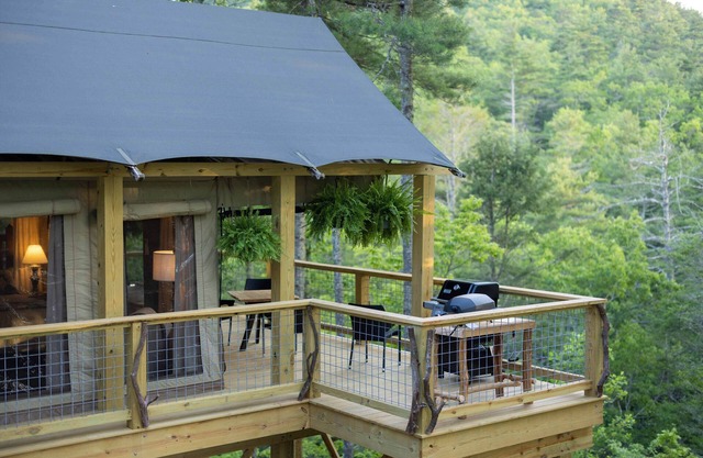 Luxury Tree Tent in Tuxedo Falls Resort with Private Waterfalls & Hiking