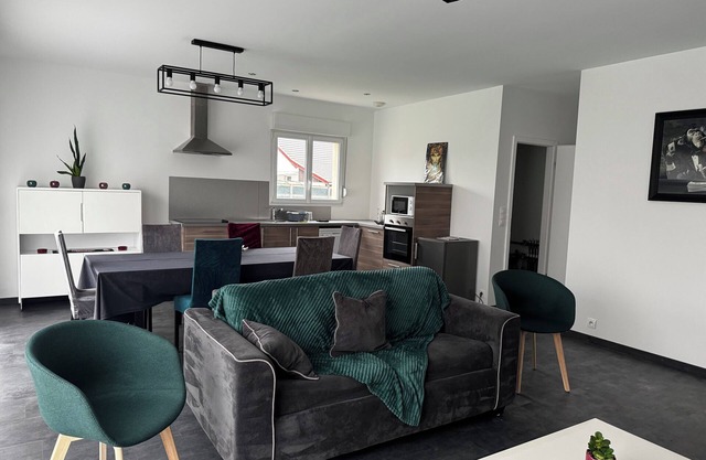 Modern house anould near ski slope with garden