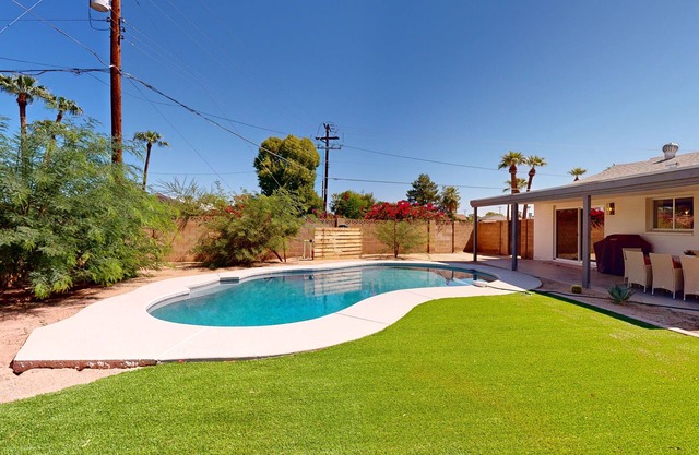 Modern updated home with private pool, large yard, gas grill