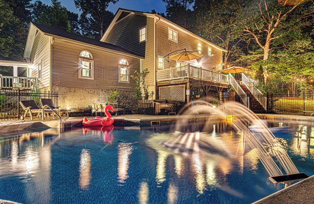 NEW! Pool, Sauna, Hot Tub, Fire Pit Games, Near Lake Julian + South of Asheville