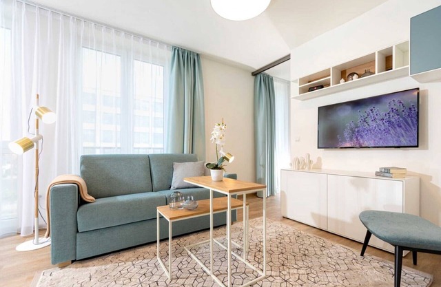 Newly built residential complex, modern furnishings, barrier-free