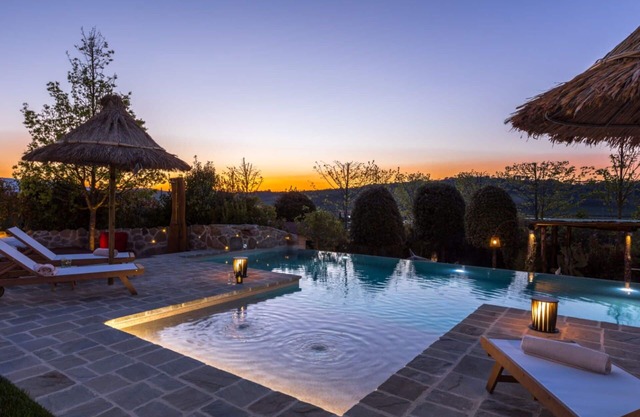 Nice apartment in villa with A/C, hot tub, WIFI, pool, TV, veranda and panoramic view