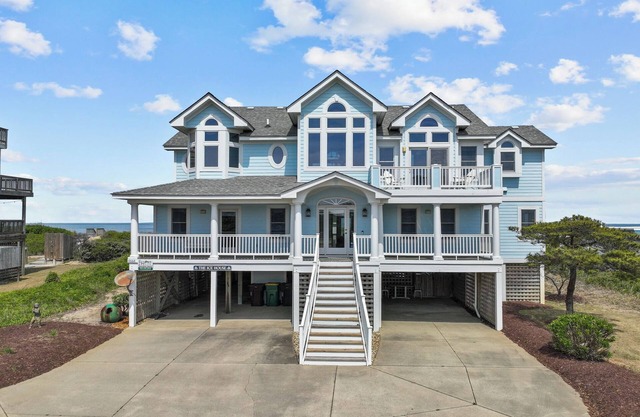 Oceanfront 5 bedroom Southern Shores home with private pool, hot tub, elevator, and keyless entry