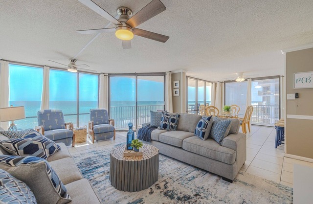 PCB Sunset Breeze: beachfront, wrap balcony, bedrooms overlooking Gulf & pool