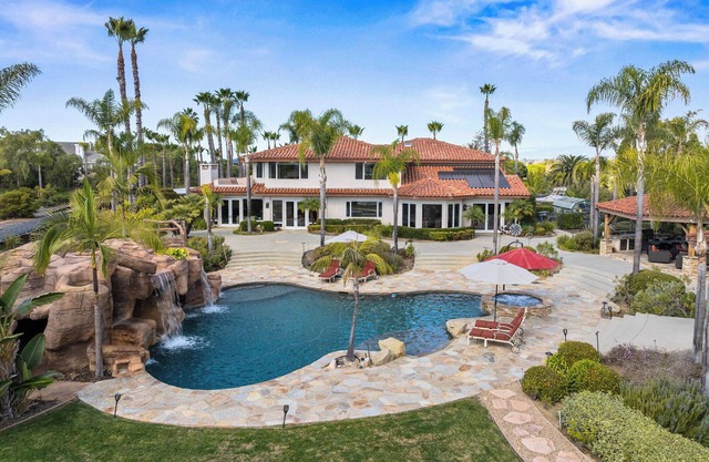 Private 2 acre 5-bedroom estate in Encinitas with resort pool and guest house