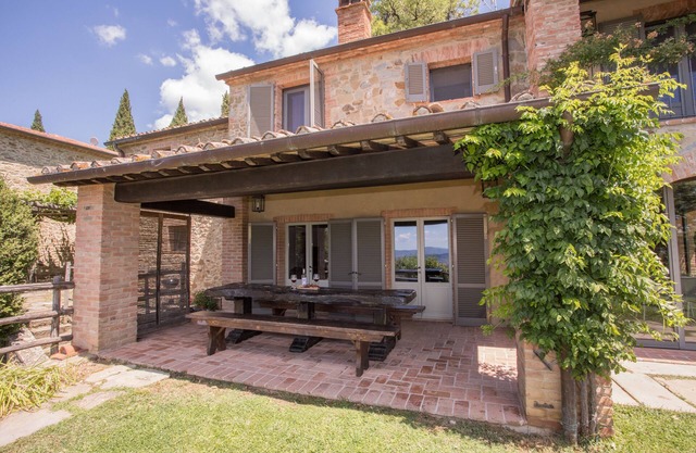 Private villa with pool with panoramic view inside organic wine resort