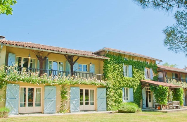 Rustic farmhouse in Southern france overlooking the Pyrenees mountains