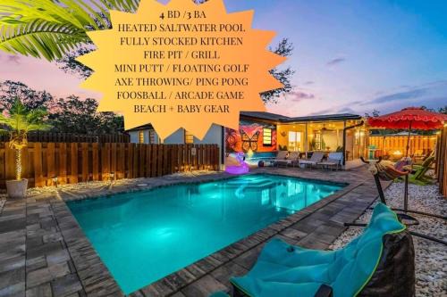 Saltwater Siesta! Pool, Games & Family Fun Await