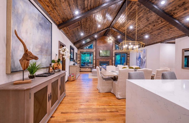 Serengeti features three king master suites and bunk room bordering National Forest