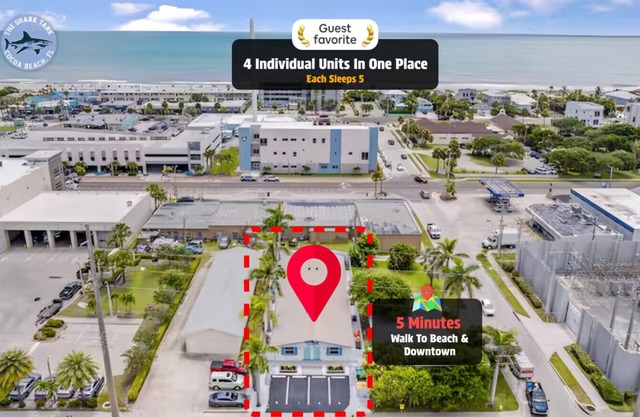 Shark Tank Cocoa Beach 4 2BR Units 8BR Total Each Sleeps 5 Walk to Beach