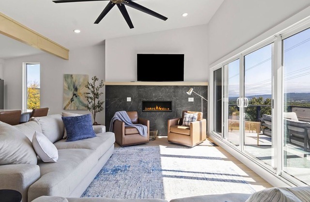 Stunning views from the treetop terrace of this brand new, n contemporary home.