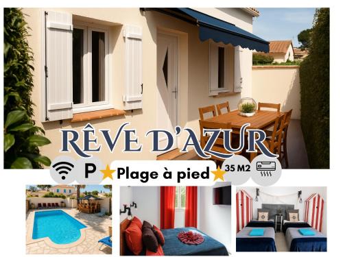 T3 de 35m2, plage à pied, piscine partagée, BBQ, parking, Wifi, 2 chambres 2 salles de bain, résidence le Rêve D'Azur