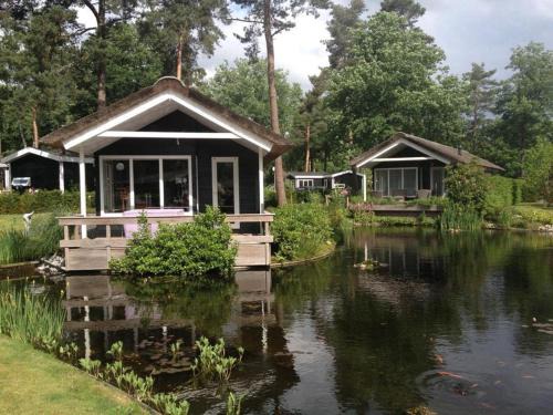 Thatched Home by Pond in Holiday Park