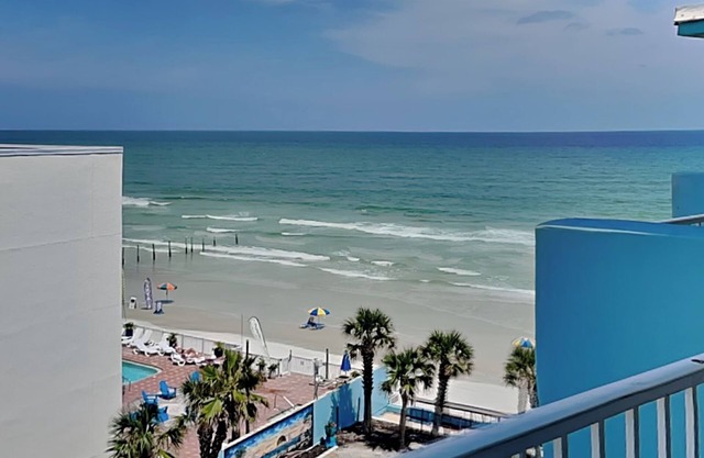 The Salty Fountain | Beachfront Condo with Balconies, Resort Pool + Hot Tub