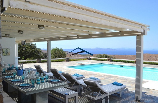 The "Sigma Sunset Estate" with a swimming pool and amazing sea and sunset views.