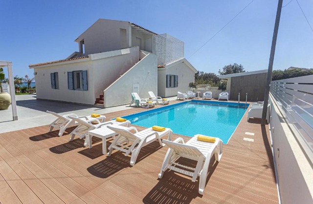 The villa offers a spacious, sea facing terrace ideal for taking in the stunning views