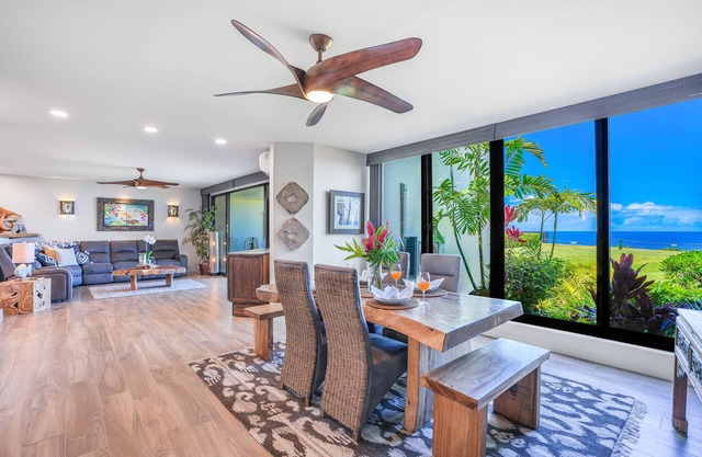 Tropical designer retreat right on the water with ocean view, pool & AC