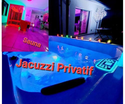 Un Séjour Romantique en couple avec Jacuzzi privé Chromothérapie Jardin Maison privée
