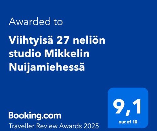Viihtyisä 27 neliön studio Mikkelin Nuijamiehessä