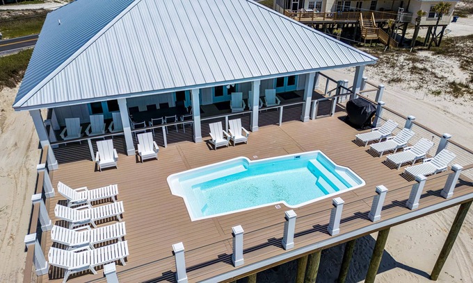 Dauphin Island House | 2 dog-friendly beach houses right on the sand w/private heated pool & elevator