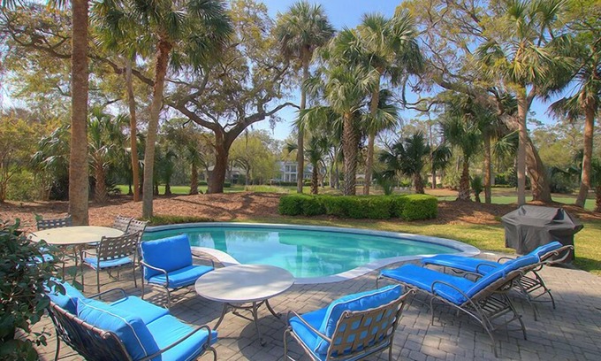 Beach Lagoon House | 2nd Row Sea Pines Beach Home, Pet-Friendly with Private Pool and Golf View