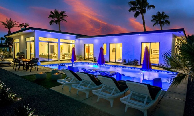 Palm Springs House | 5 Palms Estate by PalmsAtPark - Glam Pool, Spa & Mountain Views