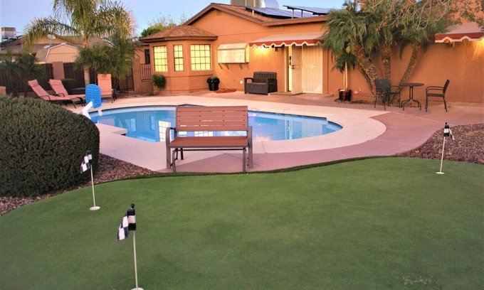 Peoria House | 5 star resort 4 bedroom, 3 bath,heated pool/spa, putting green,7 flat screen tvs