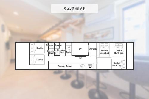 Higashishinsaibashi Apartment | 6階 ホテル花 道頓堀に位置する宿 ベッド9台 シャワー2台 観光に最適