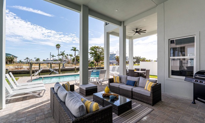 Fort Myers Beach House | 611 Canal-Front Luxury: Pool, Spa & Steps to Beach
