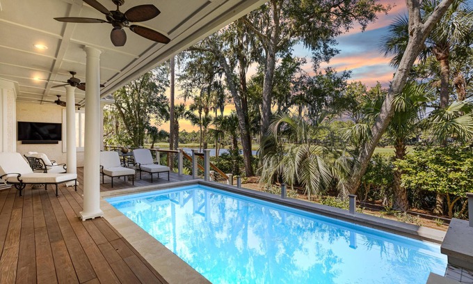 Vanderhorst Plantation House | 7 Avocet: 5BR Home with Pool & Spa, Lagoon Views, Beach Gear/Bike Credit