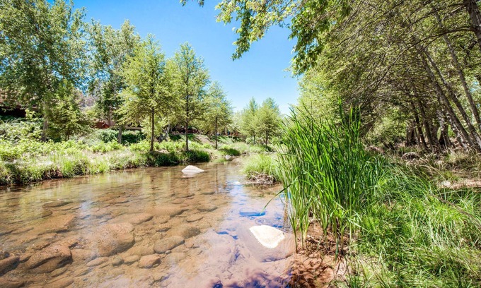 West Sedona House | A river runs through. Private Estate on OAK CREEK! Pickleball Court in backyard!