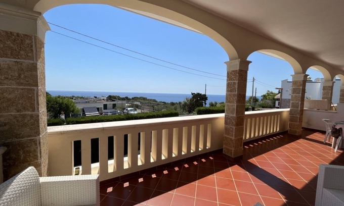 Marina di Novaglie Apartment | Apartment 'Alba Del Mare' with Sea View, Private Terrace and Shared Garden