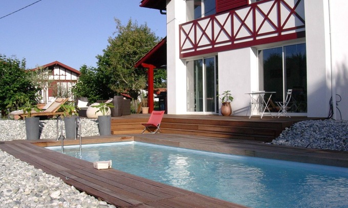 Halsou House | architect-designed house with mountain view, private heated pool