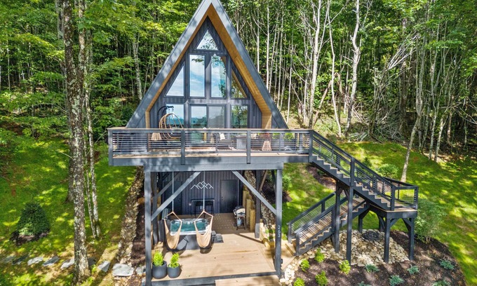 Boone House | Ascent A-Frame Modern Treehouse with Hot Tub and Views