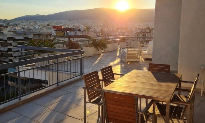 Palaio Faliro Apartment | Athens Riviera Penthouse, Acropolis Views and Huge Terrace