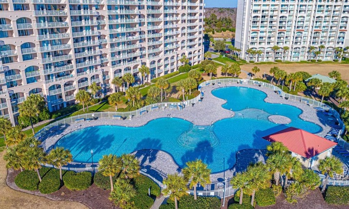 North Myrtle Beach Condo | Barefoot Resort Studio | Pool, Balcony & Waterway Views