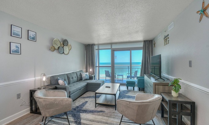 Downtown Myrtle Beach Condo | Bay View Resort 604A - 1 Bed/1 Bath Ocean Front Condo - Pools, Lazy River, Hot Tub, & Splash Deck