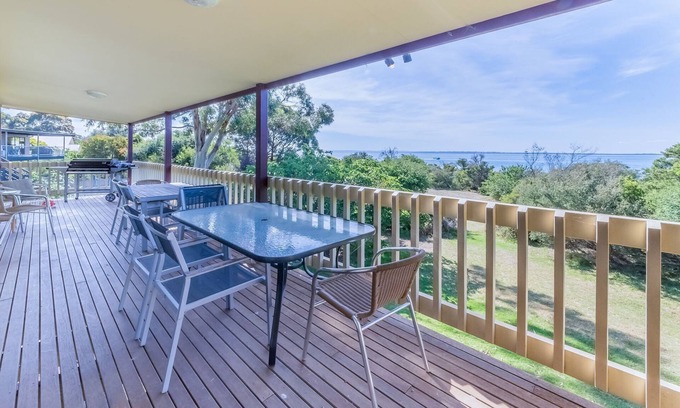 Cowes House | BEACH FRONT HOUSE with extensive water views, large deck and outdoor space