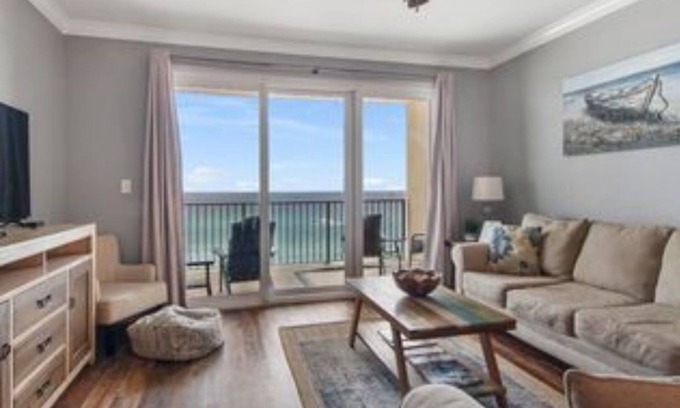 Panama City Beach Condo | Beachfront 3bedroom condo watch dolphins play from the balcony fitness room pool