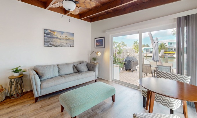 Key Colony Beach Cottage | Beachy getaway with pool, water views, furnished patio, & dock access