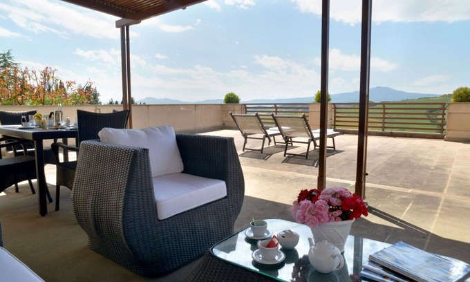 San Casciano dei Bagni Apartment | Beautiful apartment for 4 people with pool, A/C, WIFI, TV, terrace, panoramic view and parking