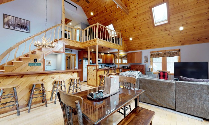 Beaver Cove House | Beautiful Dog-Friendly Cabin with Furnished Deck, Hot Tub, & Pool Table
