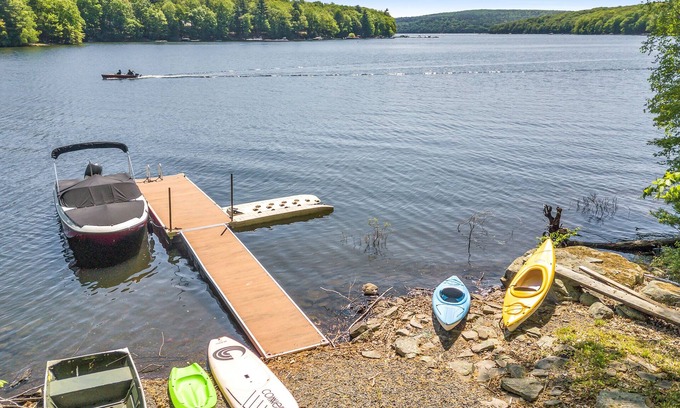 Lakeville House | Beautiful Lakefront House with Private Dock & Hot Tub, Secluded, Air Hockey