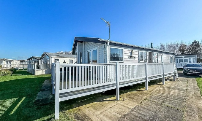 Hunstanton Cabin | Beautiful lodge with decking in Hunstanton at Manor Park ref 23195K