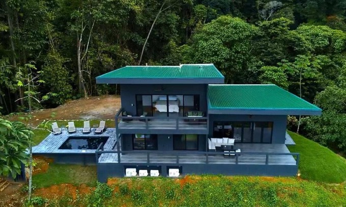 Ballena House | Beautiful new home with wrap around views of the ocean and two waterfalls