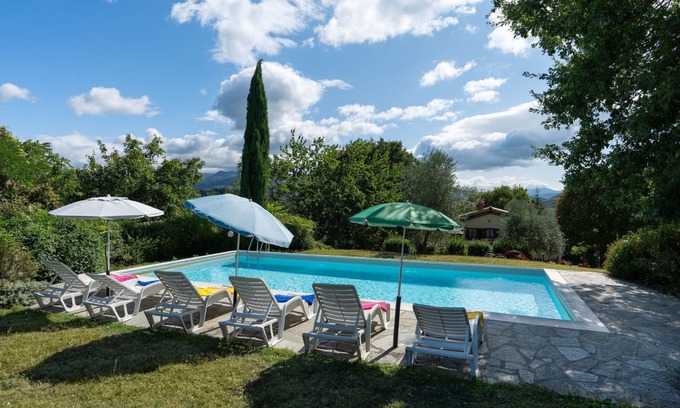 Dicomano Villa | Beautiful private villa with private pool, hot tub, WIFI, TV, panoramic view and parking