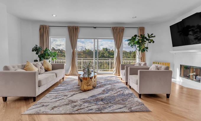 Bel Air House | Bel Air Tennis Villa offers serene canyon views and glimpses of the ocean.