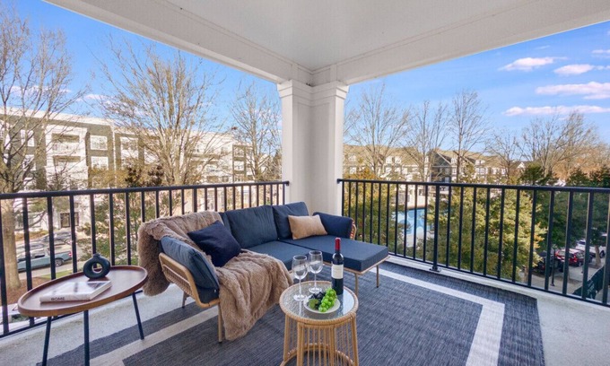 Huntersville Apartment | Birkdale Plaza Balcony View, Shop-Eat-Work-Play
