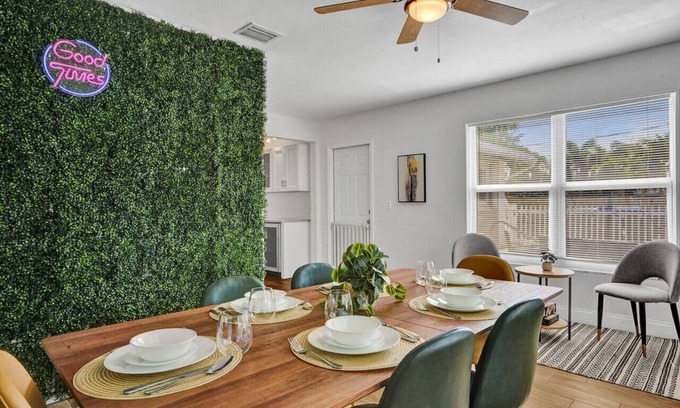 Sunset House | Boho-styled home w/newly remodeled fenced-in pool!