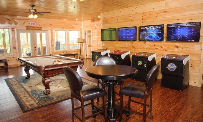Pittman Center Villa | Breathtaking 14BR Cabin: Elevator Views Games Hot Tubs Galore
